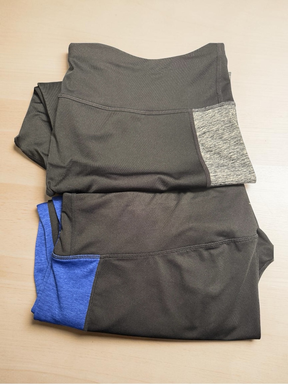 Ideology Black capris athletic pants with Blue and Gray Panels